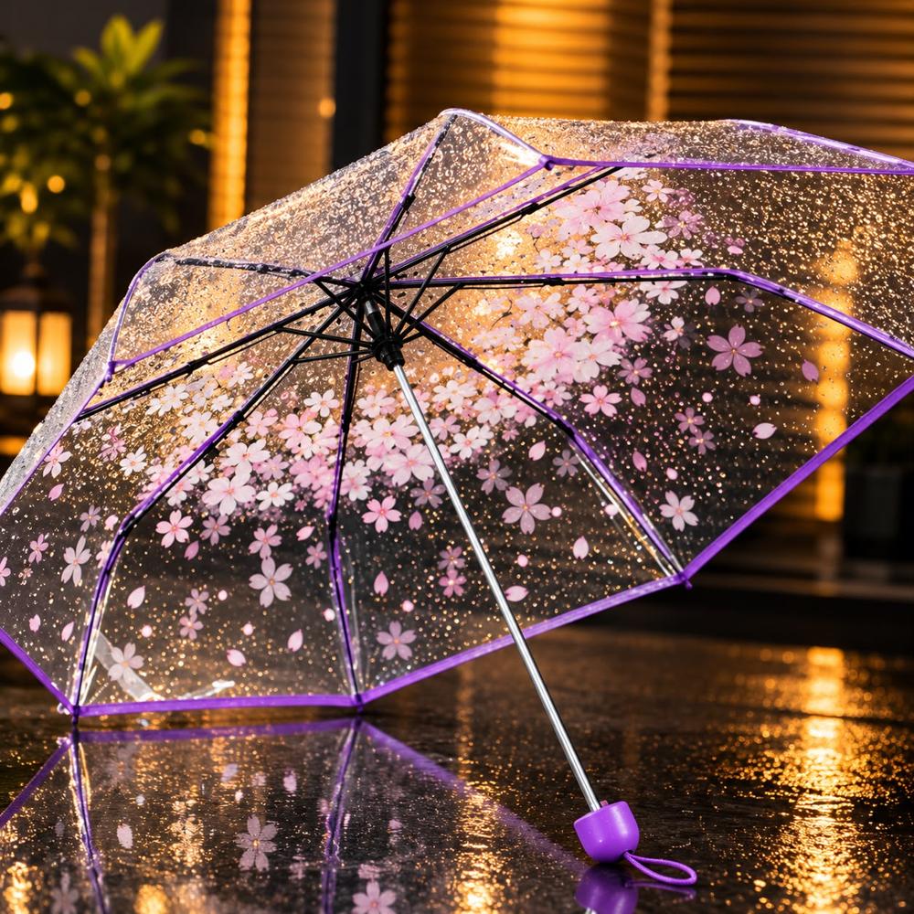 3 Fold Transparent Umbrella - Color: Multi Color