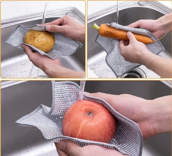Non-scratch Dish Wash Cloth Steel Wire - Color: Silver/grey