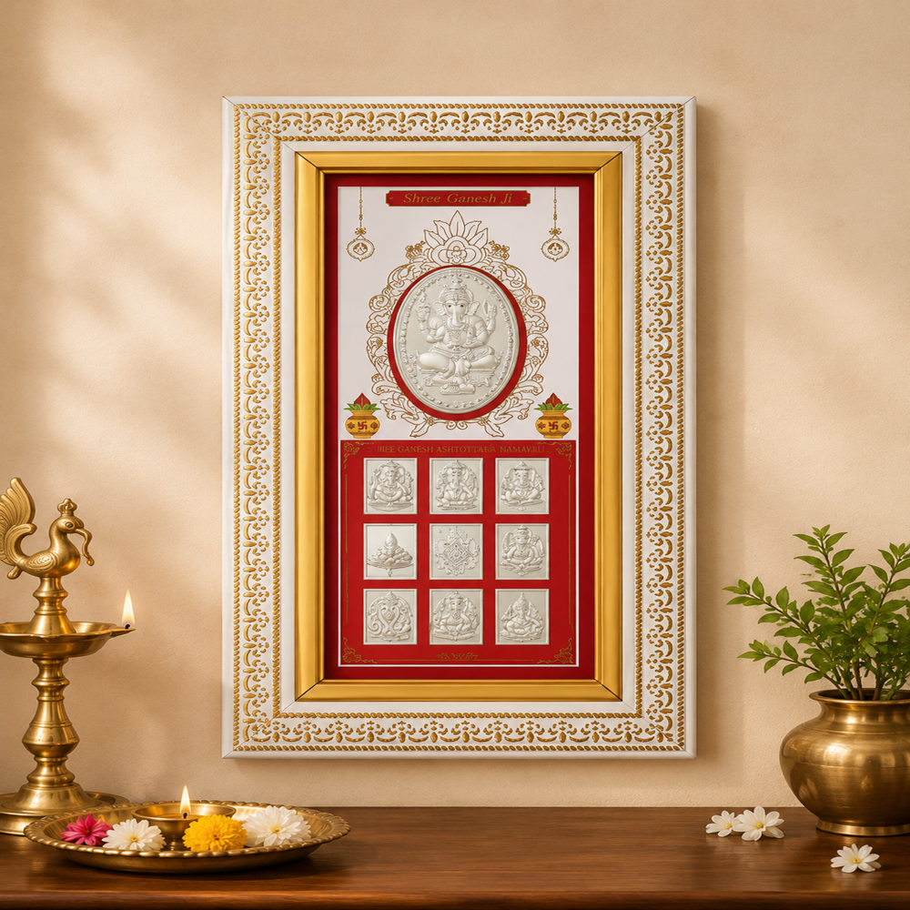 Pure Silver Ashta Ganesh Frame