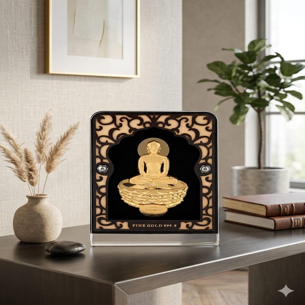 Gold Mahavir Swami Stand