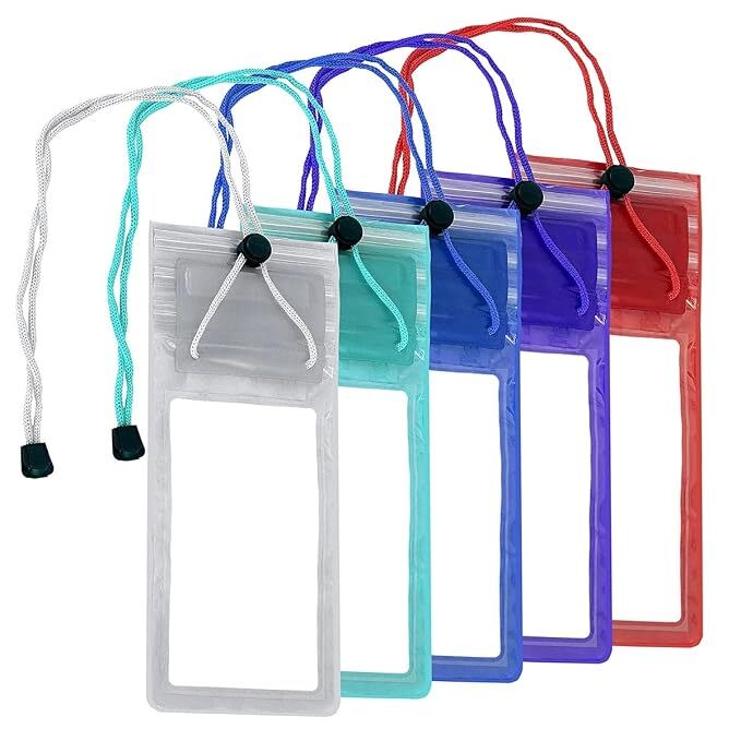 Waterproof Mobile Pouch Bag for Swimming Pool Beach, Touch Sensitive Clear Phone Dry Case Sleeve Holder with Adjustable Neck Lanyard Strap for Rain