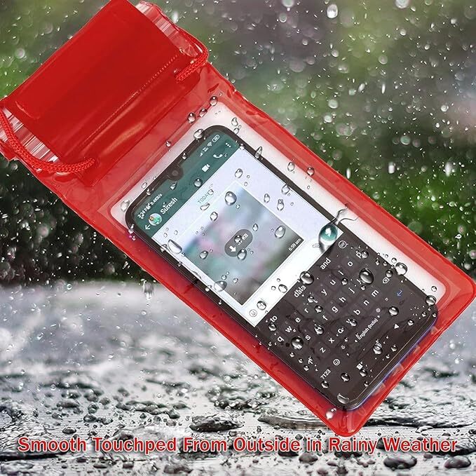 Waterproof Mobile Pouch Bag for Swimming Pool Beach, Touch Sensitive Clear Phone Dry Case Sleeve Holder with Adjustable Neck Lanyard Strap for Rain
