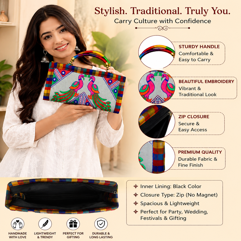 Ethnic Kutchi Work Clutch Purse for Wedding and Party