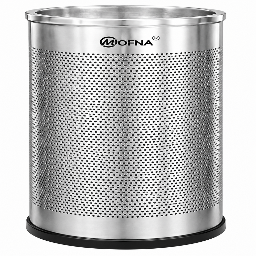 Mofna Stainless Steel Silver Perforated Dustbin 22 Liter