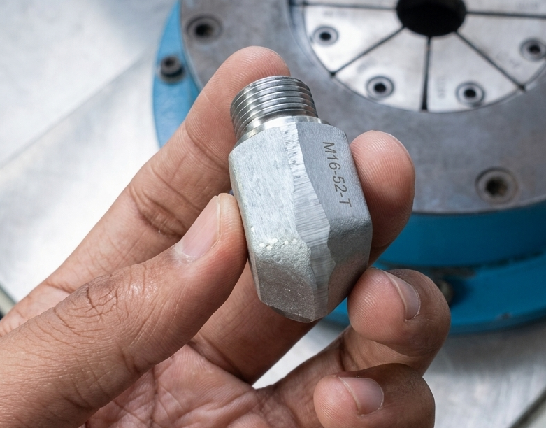 M16-52-T Precision Swaged Hydraulic Crimp Fitting   Male Metric Thread Test Plug