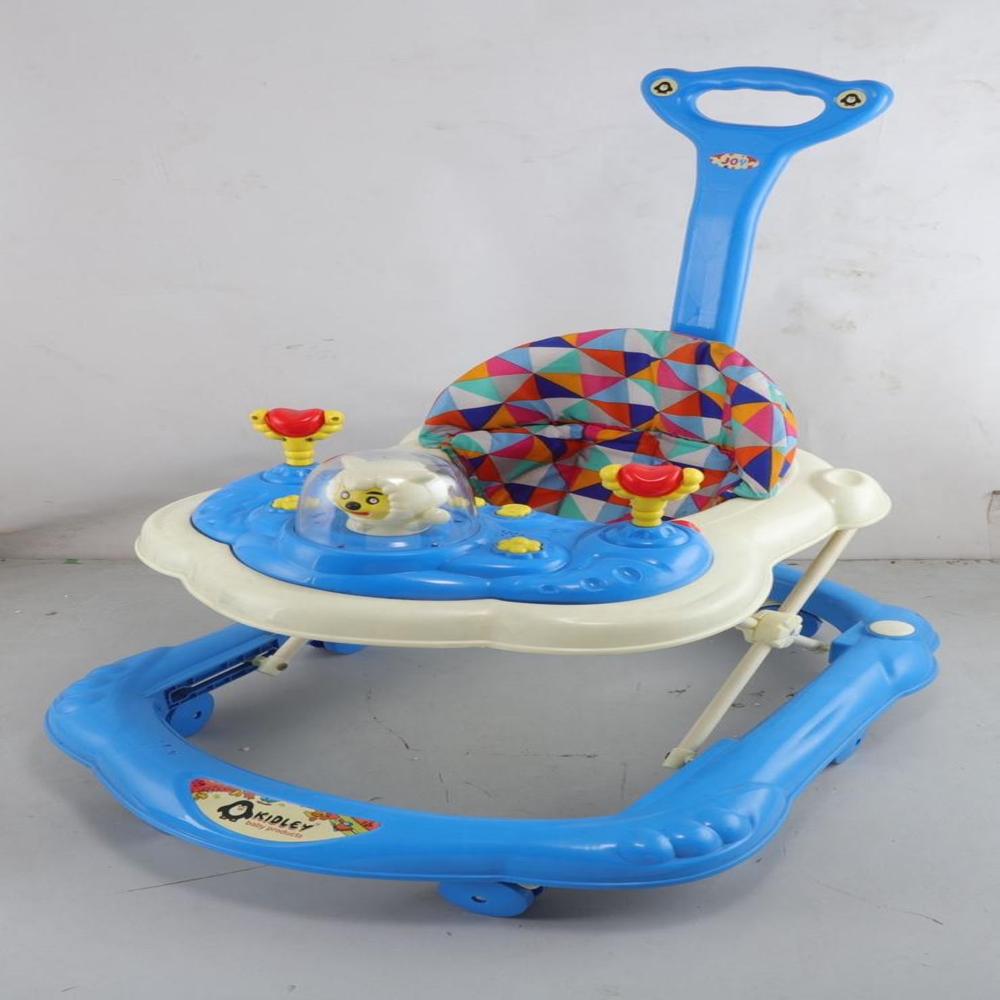 Adjustable Baby Walker - Color: Pink With Multicolor Accessories