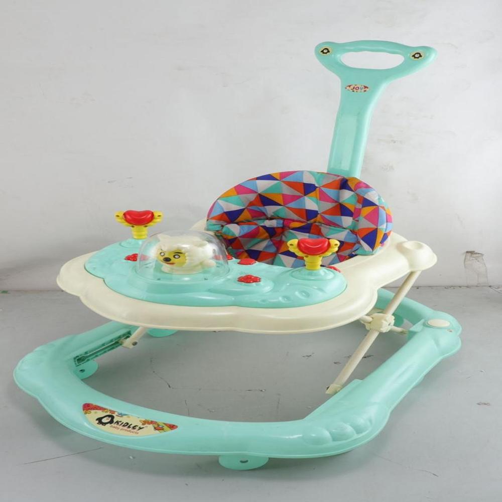 Adjustable Baby Walker - Color: Pink With Multicolor Accessories
