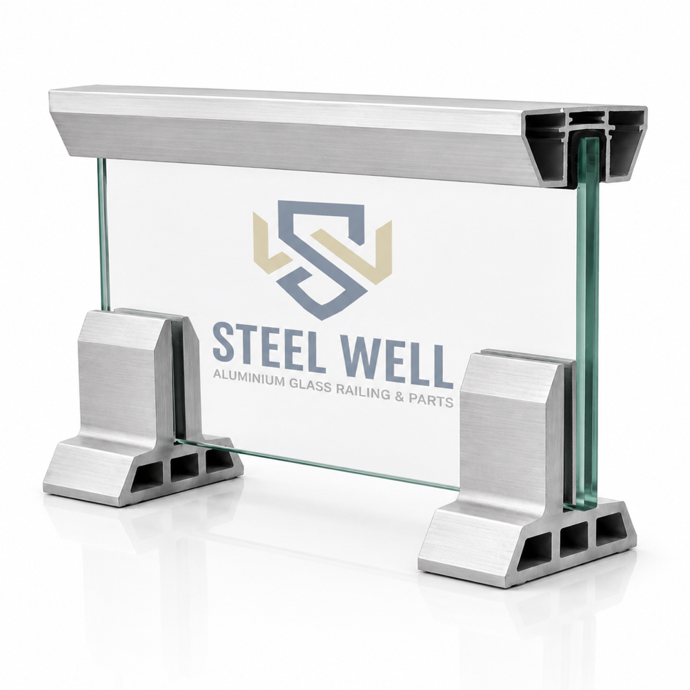 Aluminium Hotel Glass Rail / Aluminium Hospital Handrail /Aluminium Balcony Tube Rail / Aluminium Top Mount Profile