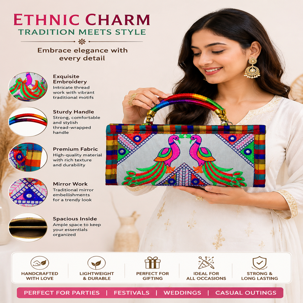 Designer Handcrafted Kutchi Embroidery Purse