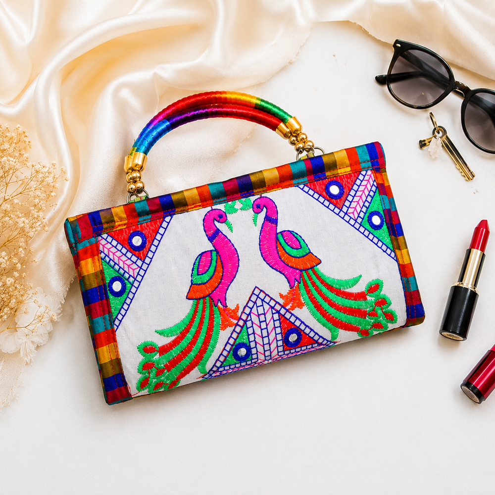 Peacock Design Party Wear Clutch for WomeN