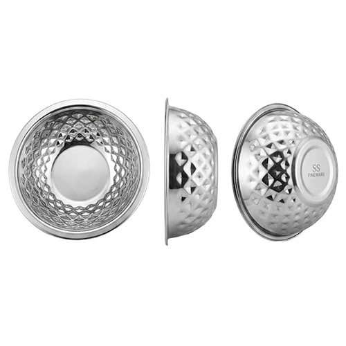Stainless Steel Embossed Fluted Bowl - SS 201/304, 4-12 Inch, Silver | Mirror Finish, Rustproof, Stackable, Dishwasher Safe