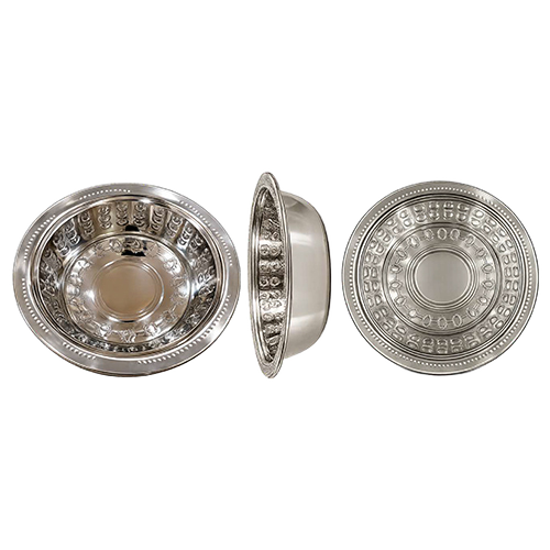 Stainless Steel Rice Kunda Designer Bowl - Food Grade SS 202/304, 4-9 Inch, Silver | Mirror Polish, Embossed Pattern, Rustproof, Stackable
