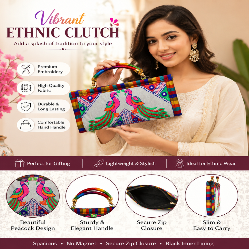Kutchi Embroidery Ladies Purse with Traditional Design