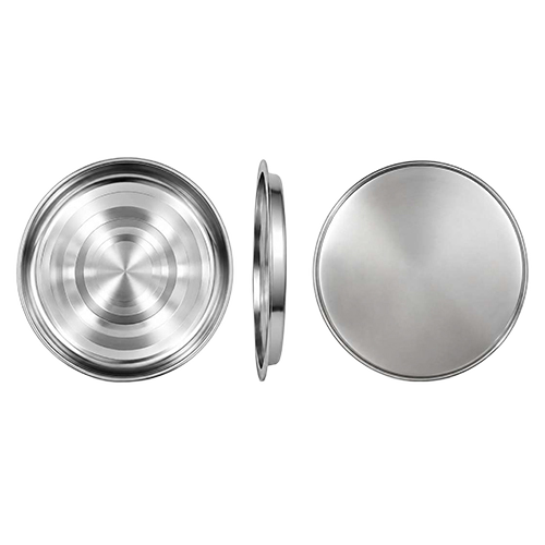 Stainless Steel MP Khomcha Thali - Food Grade Stainless Steel, Round, Silver | Polished Finish, Smooth Rolled Edges, Dishwasher Safe