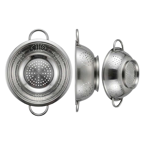 Stainless Steel Strainer Fruit Basket - SS 202/304, 8-12 Inch, Silver | Rustproof, Dishwasher Safe, Dual Loop Handles, Nestable Design