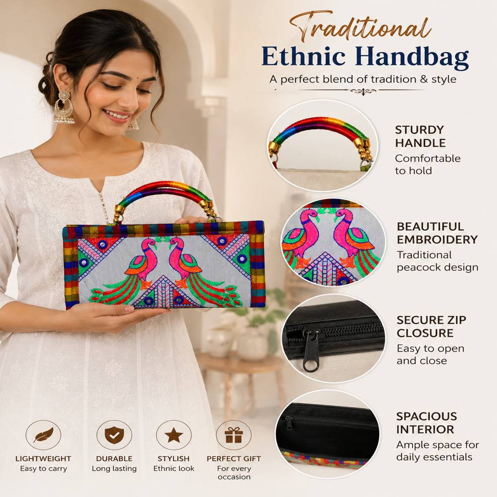 Designer Multicolor Kutchi Work Clutch
