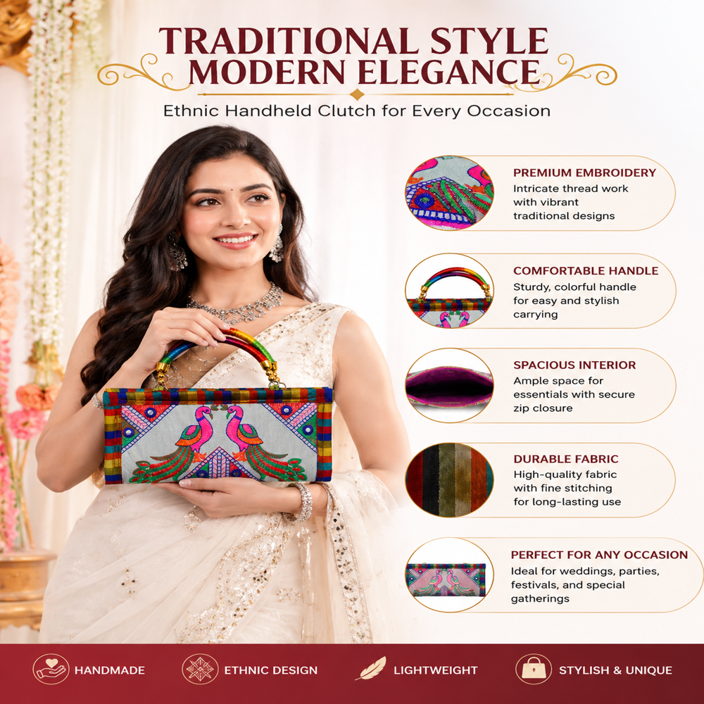 Handcrafted Kutchi Work Wedding Purse
