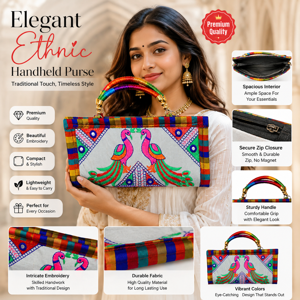 Premium Ethnic Fabric Clutch for Ladies