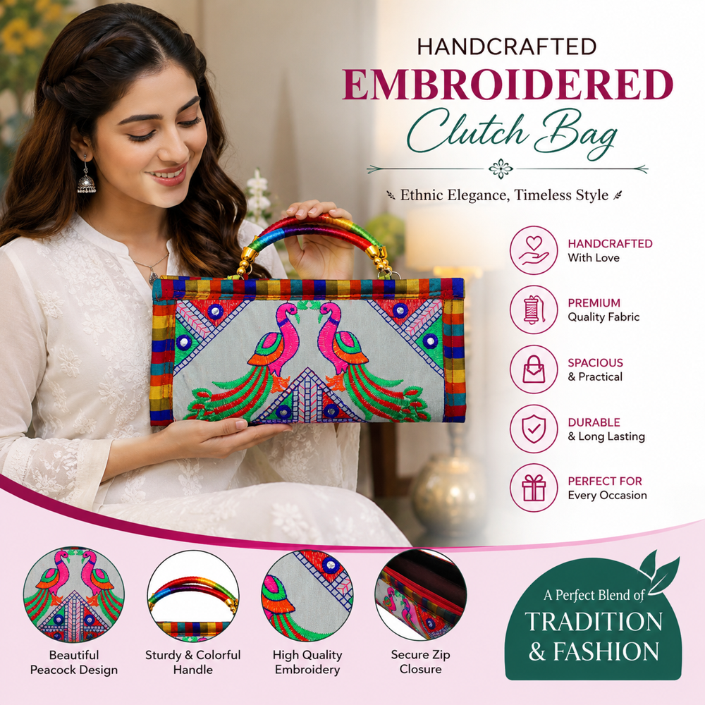 Handmade Kutchi Work Designer Clutch Bag for Ladies