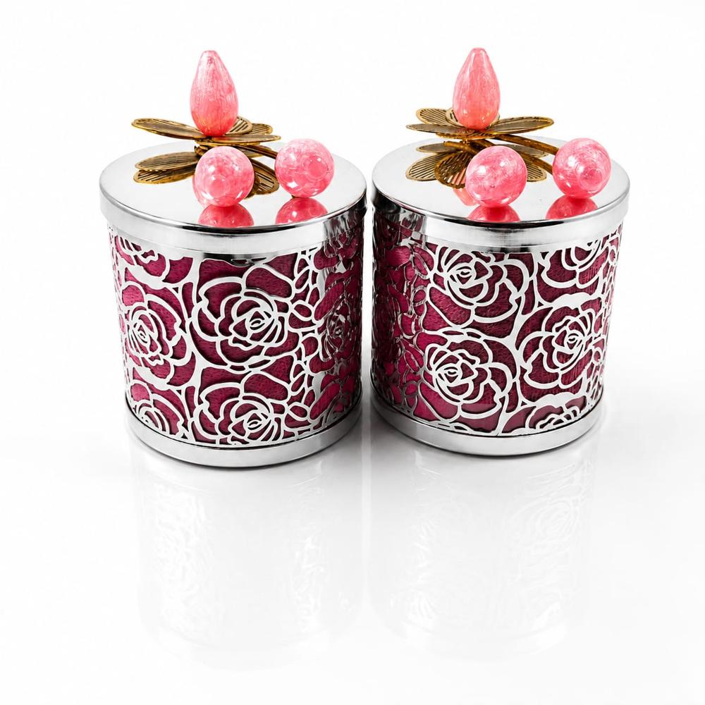 Rose Design German Silver Jar Set - Application: Home D Cor