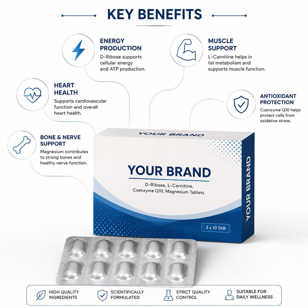 D-Ribose, L- Carnitine, Coenzyme Q10, Magnesium Tablets