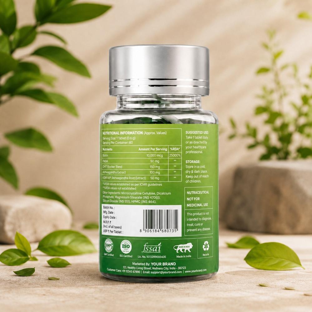 Plant Based Booster Biotin Tablets | Hair Growth, Skin & Nail Support Supplement