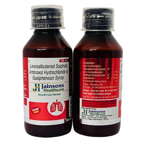 100 ml Levosalbutamol Sulphate Ambroxol Hydrochloride And Guaiphenesin Syrup