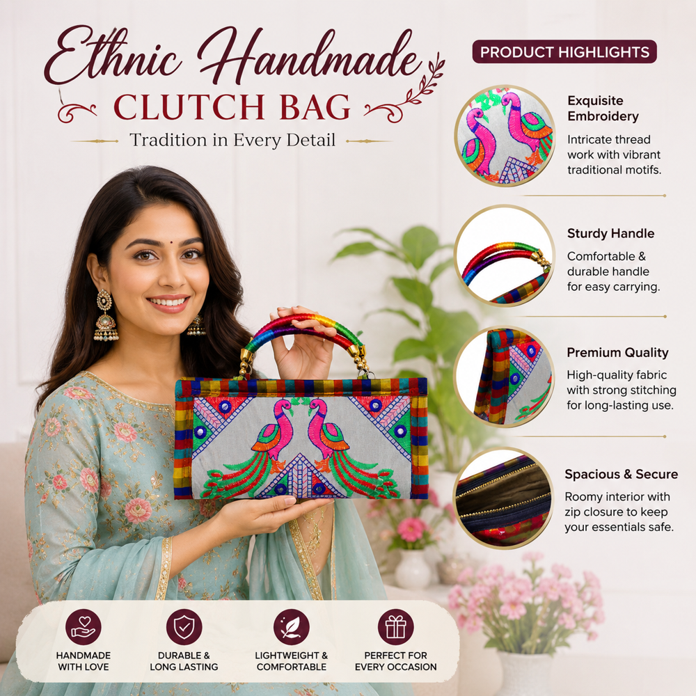 Stylish Ethnic Wallet for Women with Handle