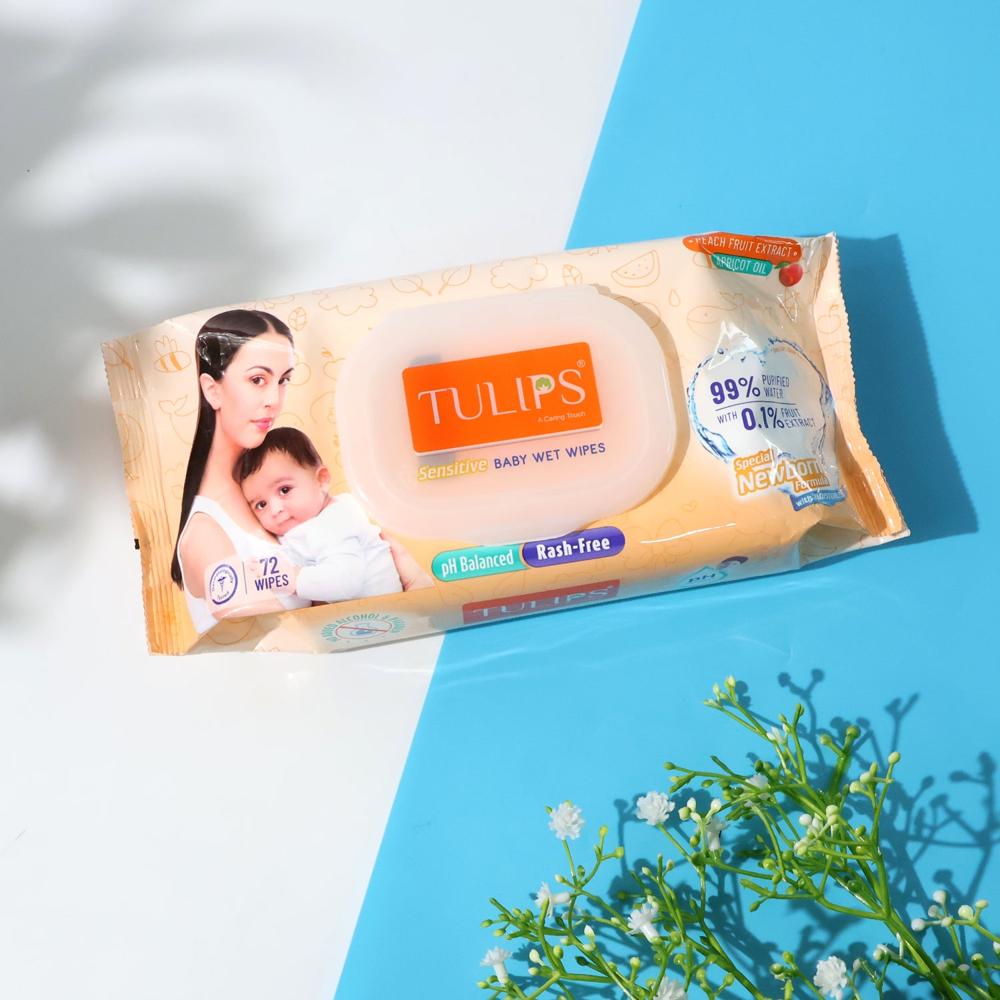 Tulips Sensitive Baby Wet Wipes (1 Set) - Color: Mix
