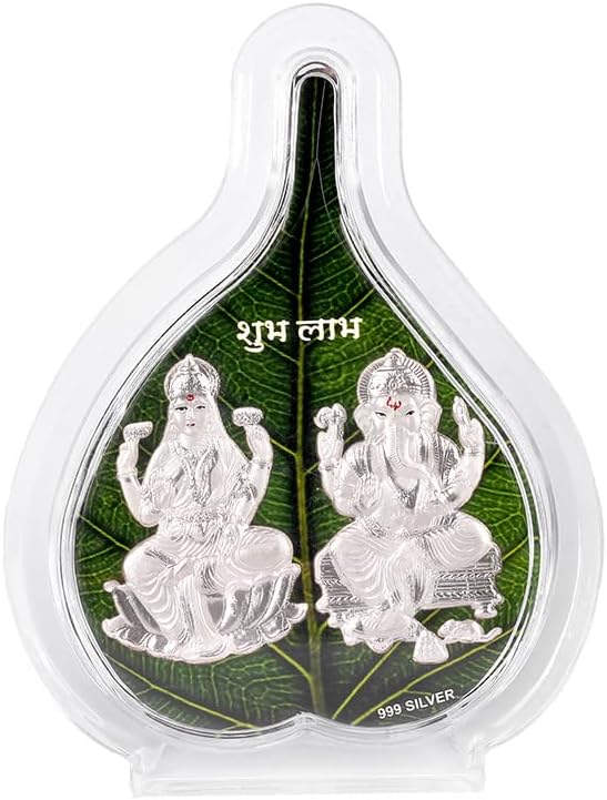Silver Laxmi Ganesh Green Pan Stand