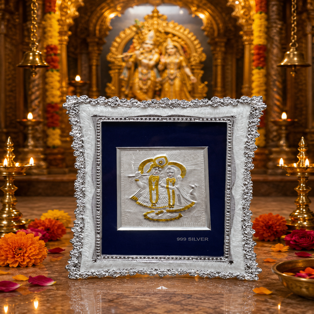 Radha Krishna Silver Plated Photo Frame