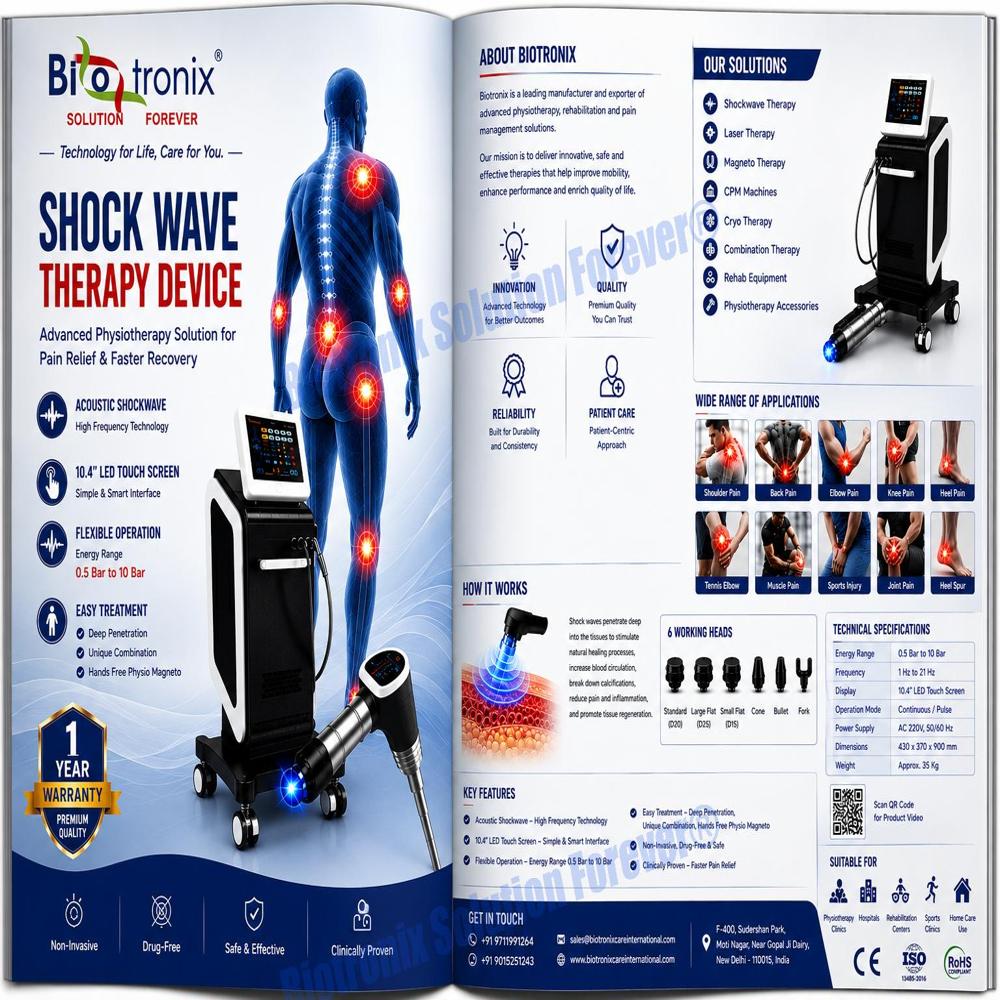 Smart Acoustic Wave Therapy Machine for Physiotherapy Centers