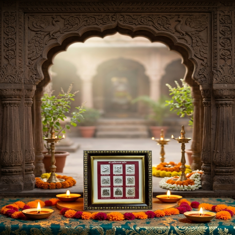 Silver Ashta Ganesh Photo Frame for Home & Temple