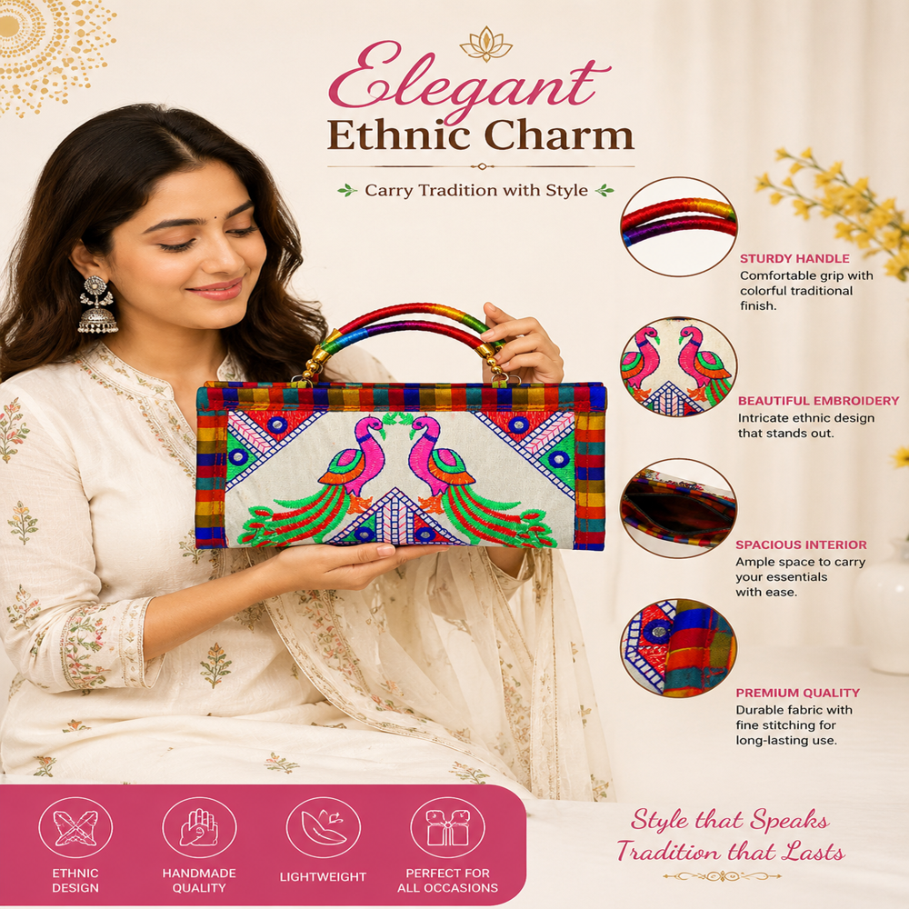Handmade Kutchi Embroidery Festival Purse