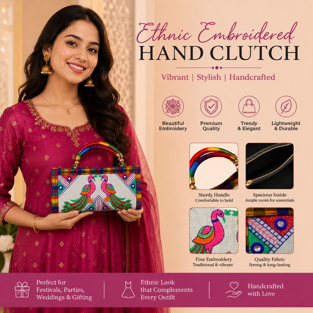 Designer Peacock Pattern Clutch Wallet