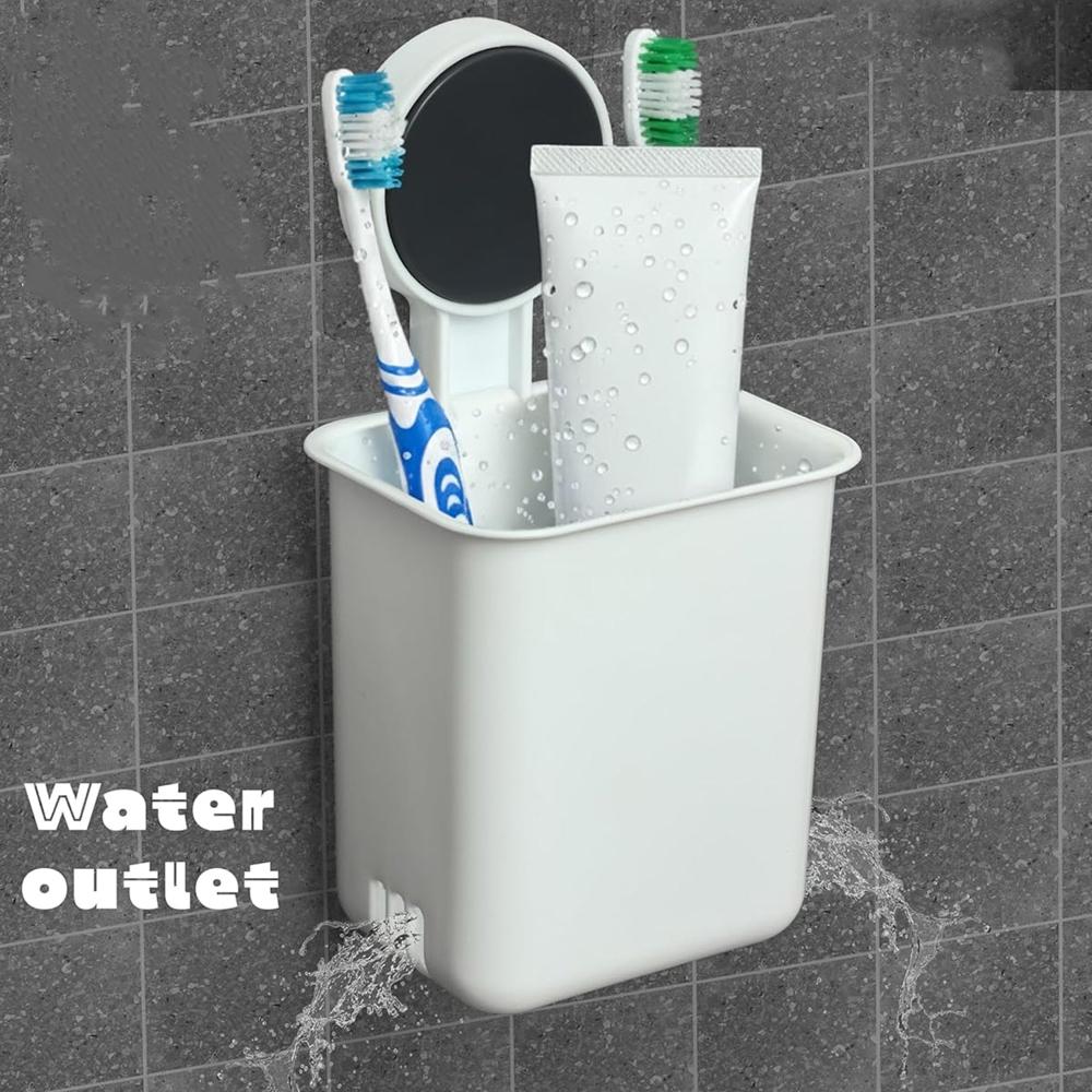 Wall Mounted Plastic Toothbrush Holder with Adhesive Installation (2 Pc)
