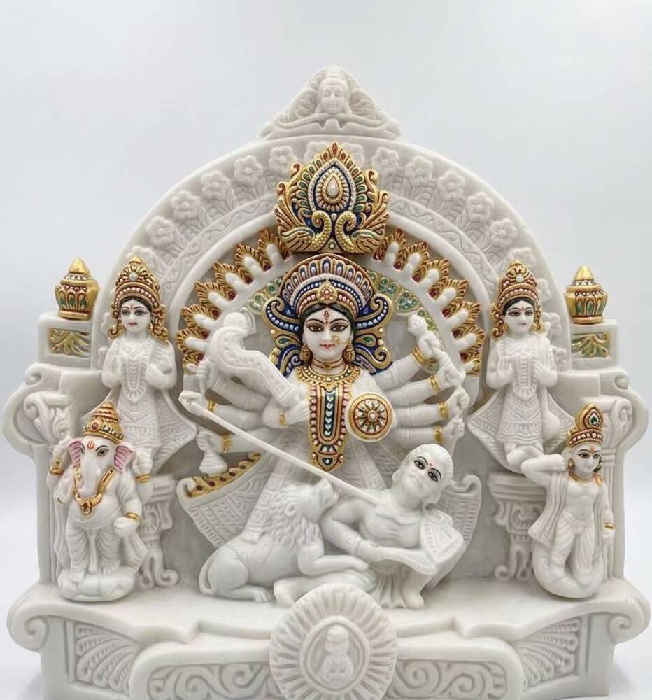 Marble Durga Pariwar Statues