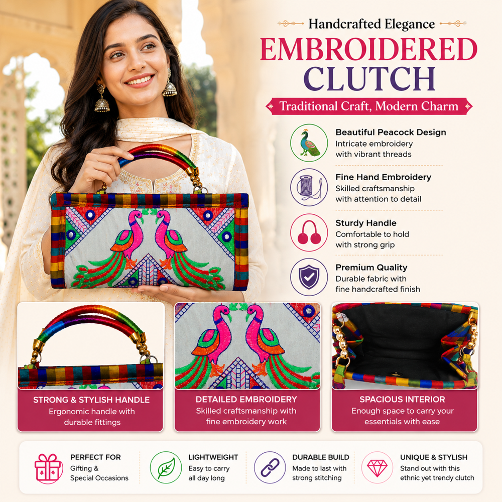 Peacock Motif Designer Handbag for Women