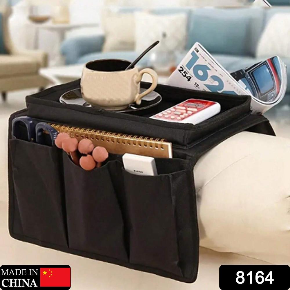 Sofa Arm Rest Hanging Storage Bag for Magazines & Books (Black)