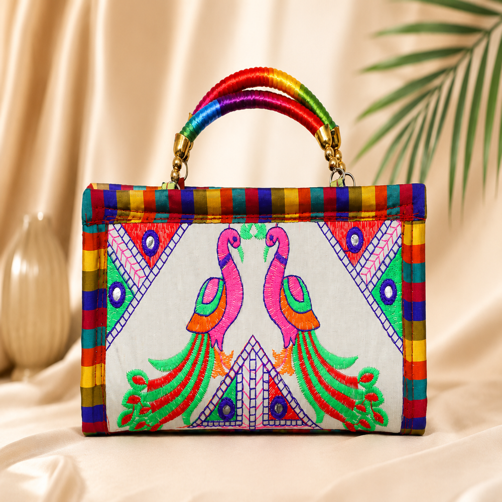 Premium Traditional Handcrafted Wallet For Ladies - Color: White