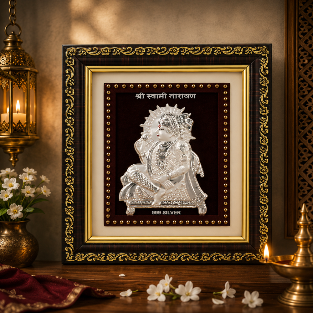 999Pure Silver Swaminarayan Frame