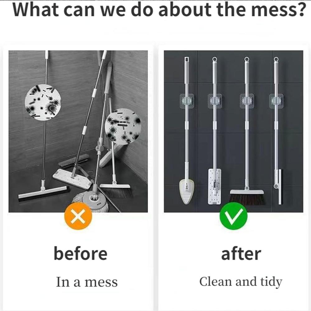 Self-Adhesive Mop and Broom Holder Clips (6 Pc Set)