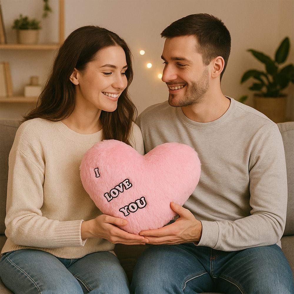 Soft Plush Heart Shape Cushion with 