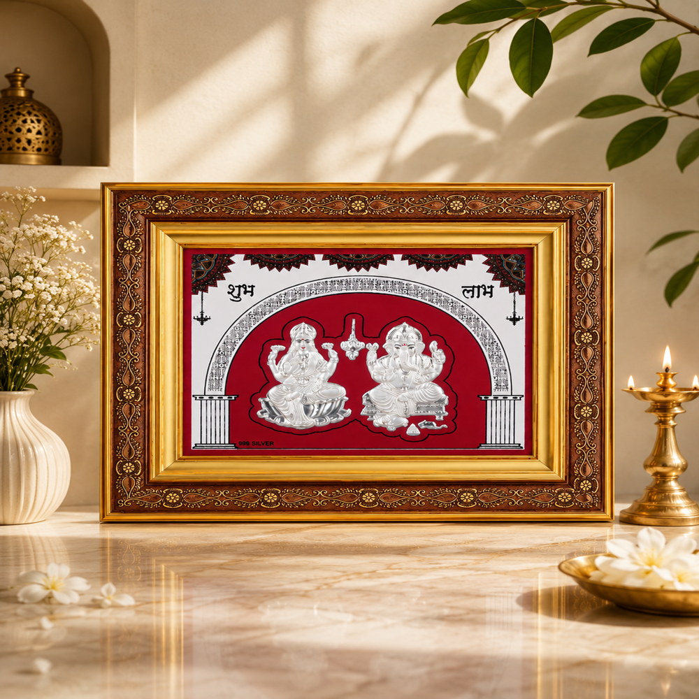 999 Pure Silver Laxmi Ganesh Frame |