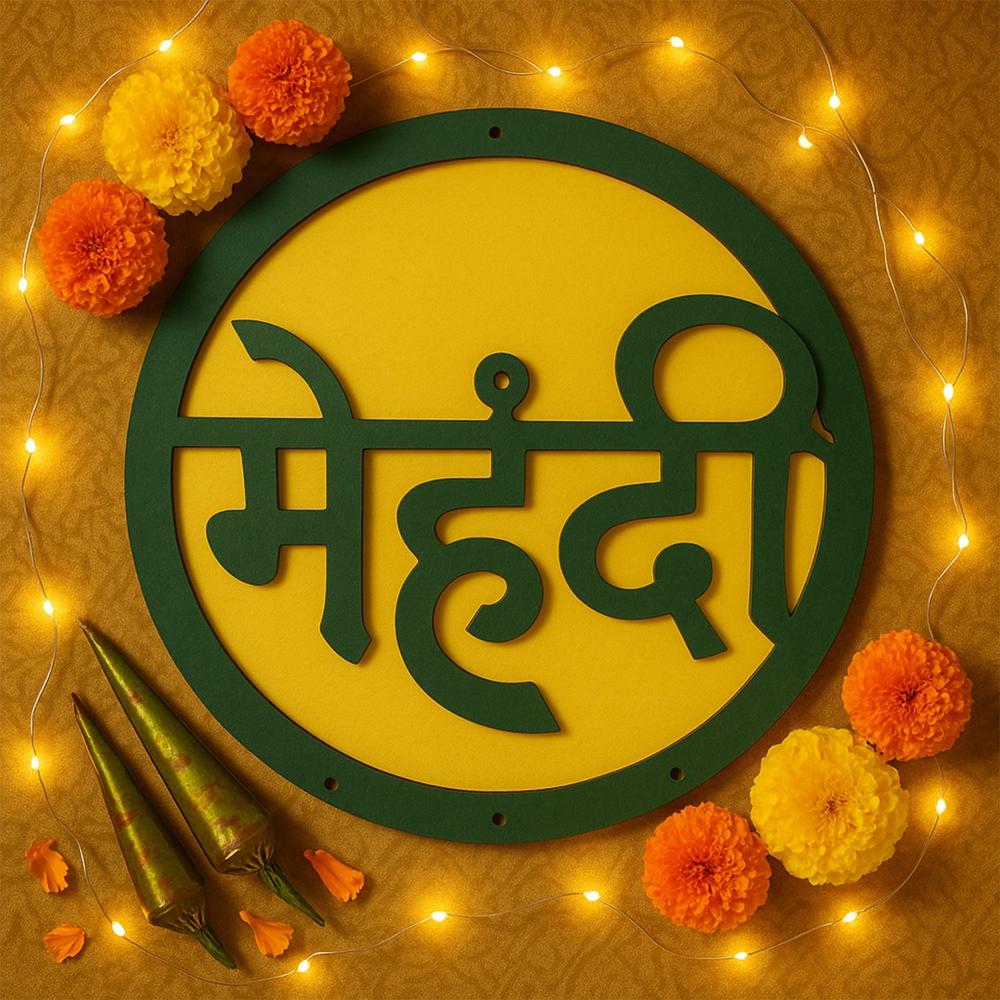Mehndi Ceremony Wall Hanging / Backdrop Sign Name Plate (1 Pc)