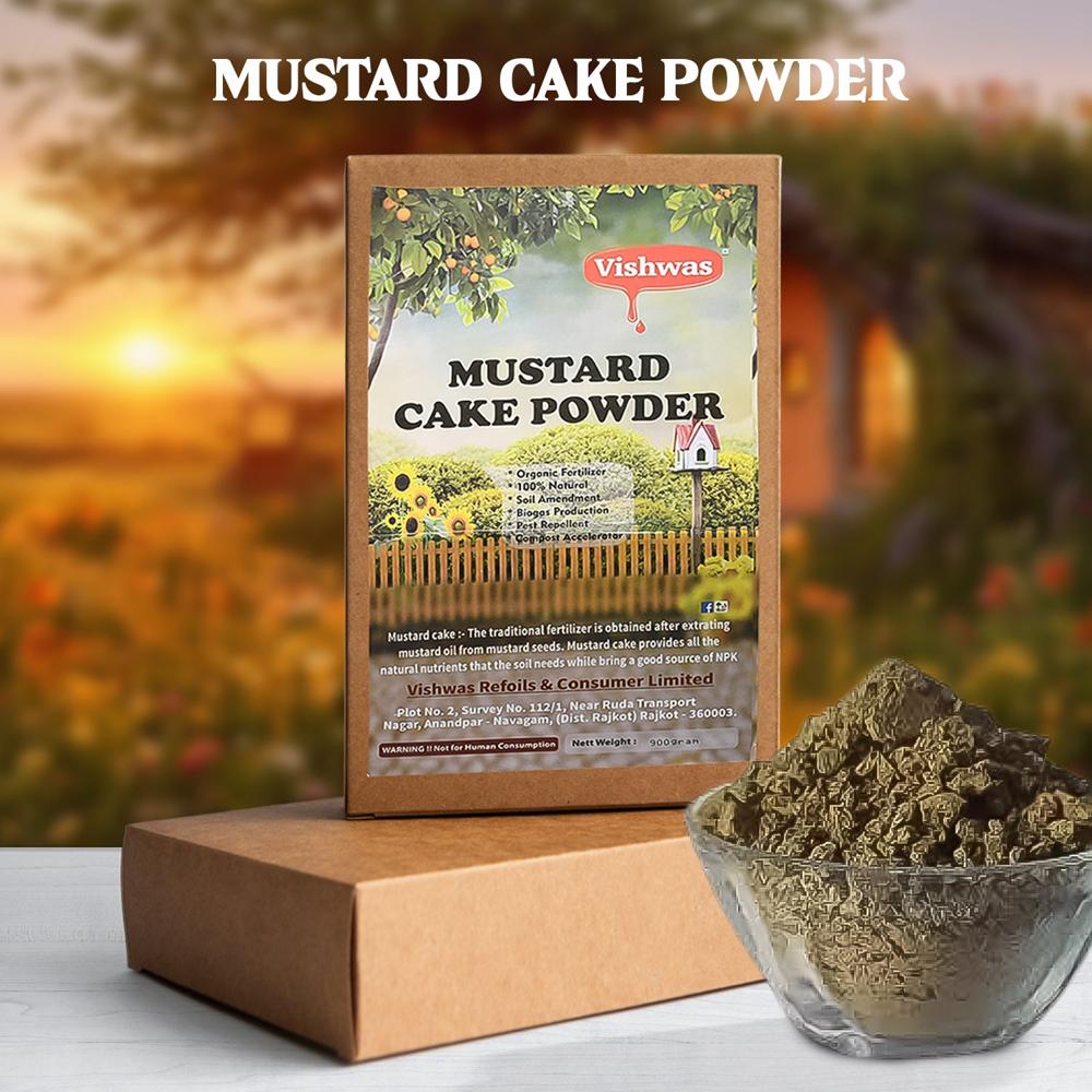 Mustard Cake Fertilizer For Plants 900gm - Organic Mustard Cake Powder, Brownish Green, Soil Amendment, Pest Control, Plant Growth Booster