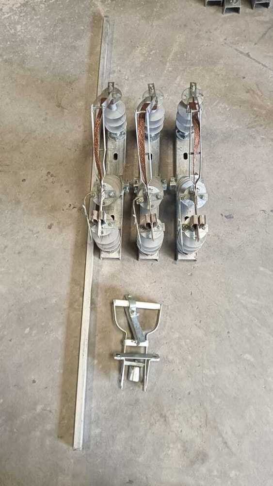 11KV 9 Post Air Break Switch - Galvanized Iron, Aluminum & Copper, Metallic Grey, 12kV 400A | Rotary Handle, Porcelain Insulators, Weatherproof, Three Phase