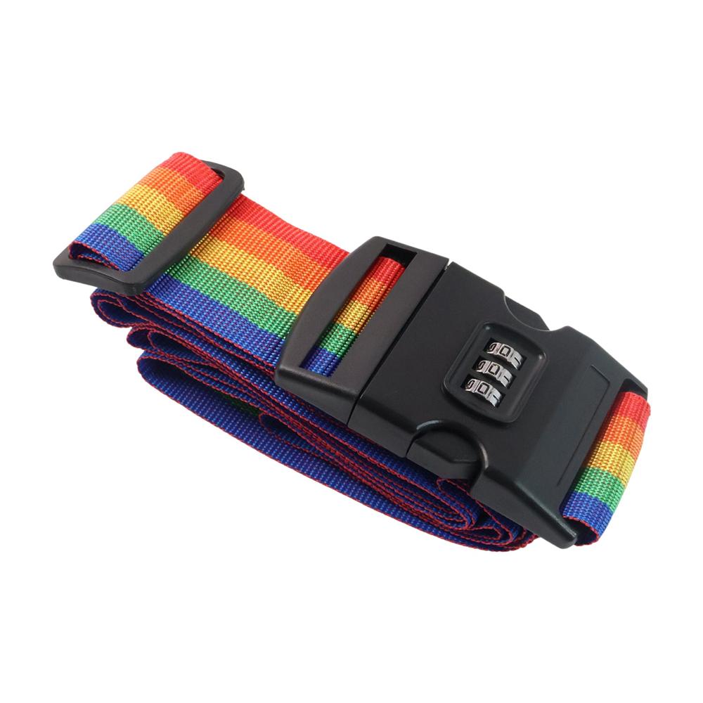Adjustable Luggage Security Strap - Durable Nylon Webbing, Medium, Multicolor, 3-digit Combination Lock | Adjustable Length, Anti-tamper, High-visibility Identification