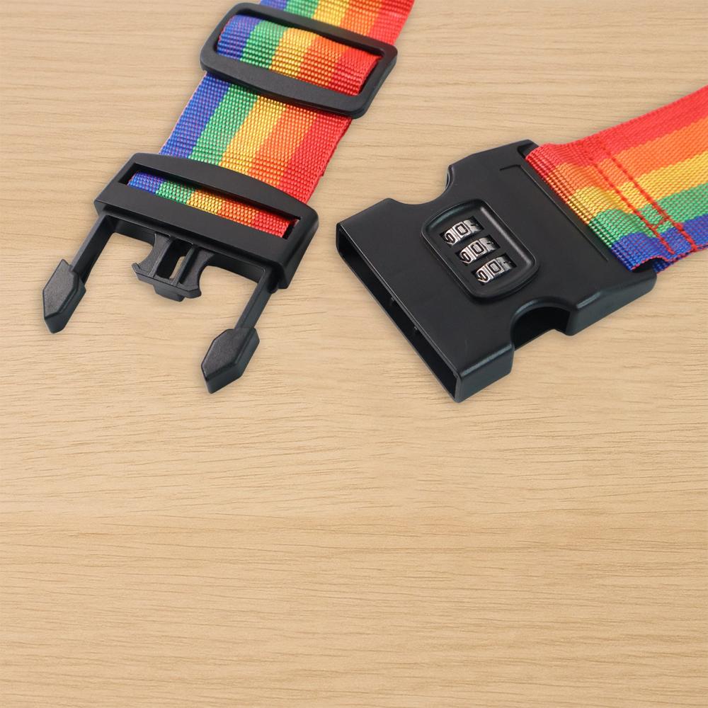 Adjustable Luggage Security Strap - Durable Nylon Webbing, Medium, Multicolor, 3-digit Combination Lock | Adjustable Length, Anti-tamper, High-visibility Identification