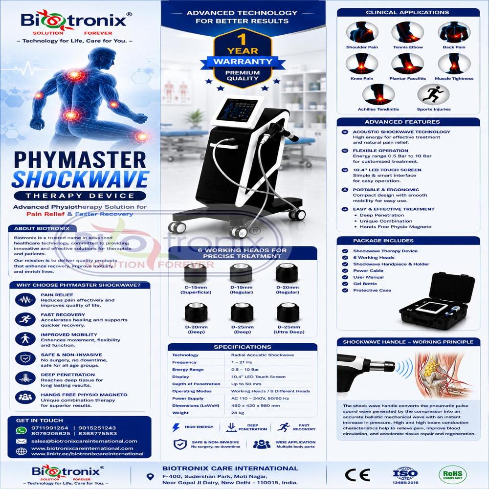 Medical Grade Shockwave Therapy Machine with Six Treatment Heads
